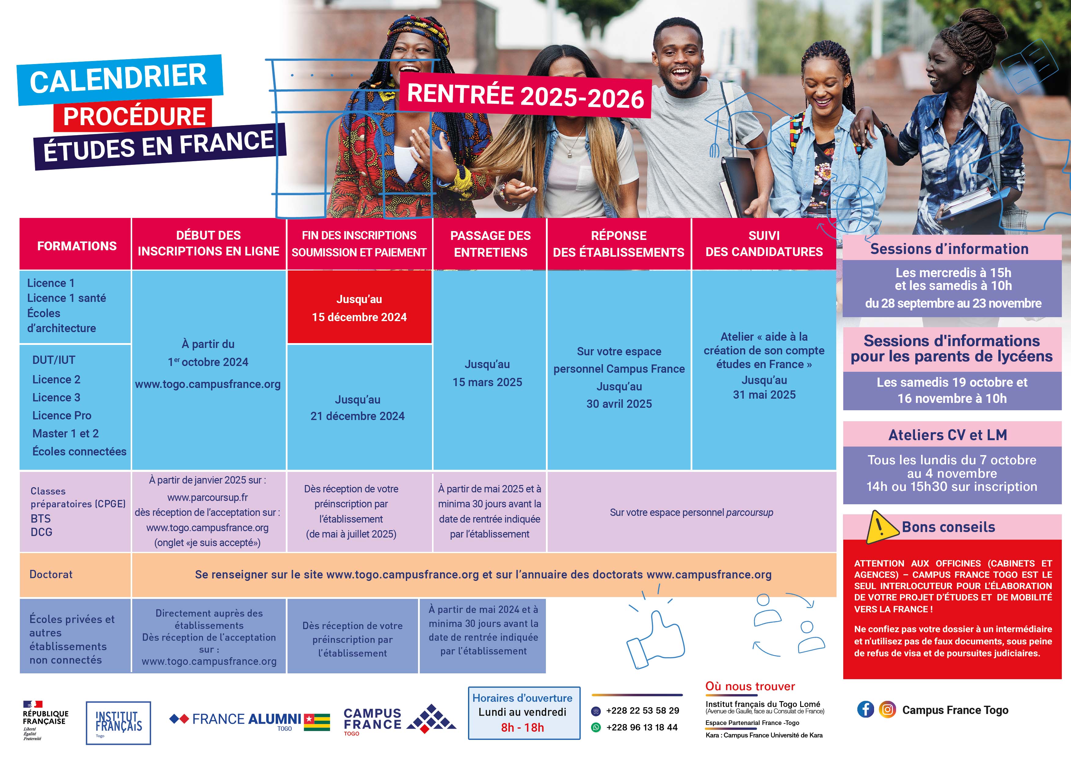 Calendrier de la procédure 2025 2026 Campus France